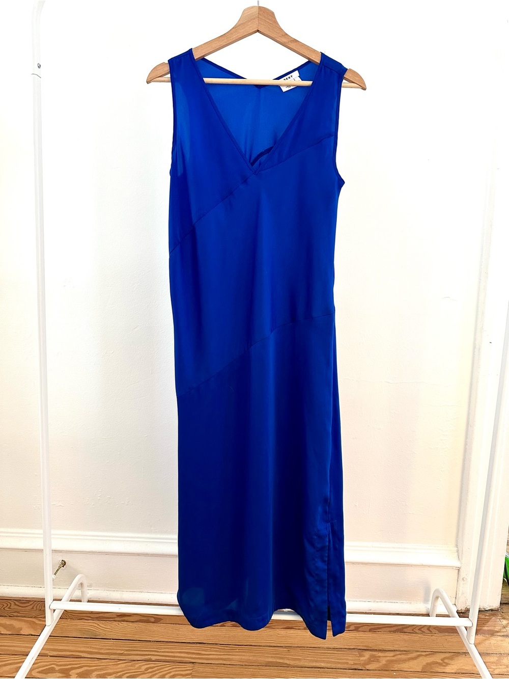 DKNY Cobalt Blue V-Neck Maxi Slip Dress